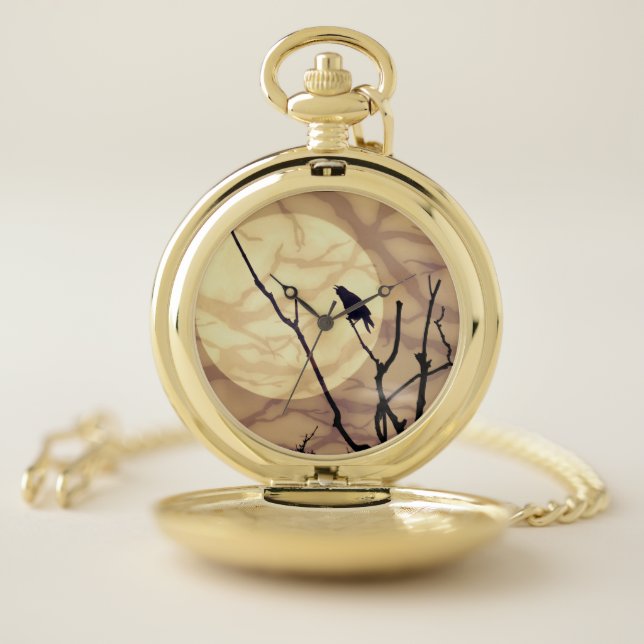 The Crow, The Moon, The Shadows Pocket Watch (Inside)