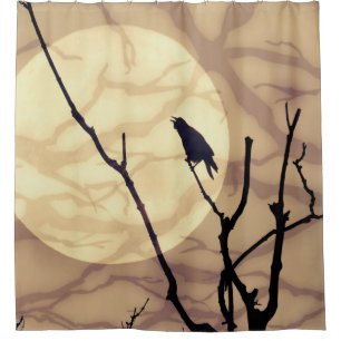 The Crow, The Moon, The Shadows Shower Curtain