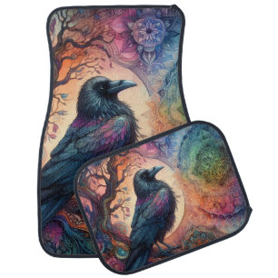 The Crow Tree of Life Mandala Pagan Car Floor Mat