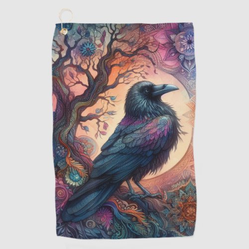 The Crow Tree of Life Mandala Pagan  Golf Towel