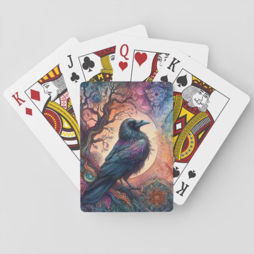 The Crow Tree of Life Mandala Pagan  Playing Cards