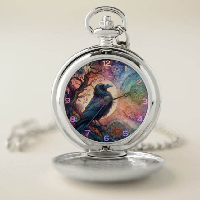 The Crow Tree of Life Mandala Pagan  Pocket Watch (Inside)