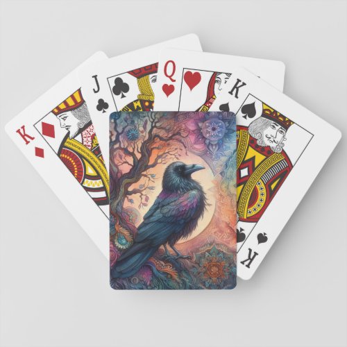 The Crow Tree of Life Mandala Pagan  Poker Cards