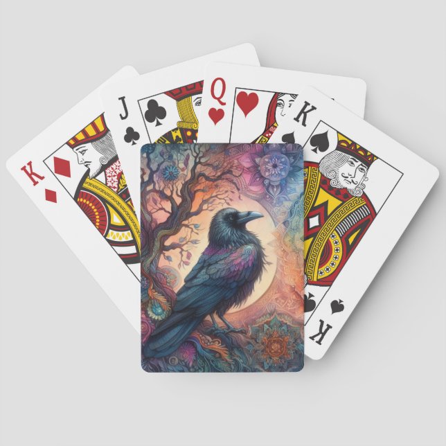 The Crow Tree of Life Mandala Pagan  Poker Cards (Back)