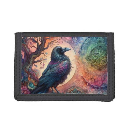 The Crow Tree of Life Mandala Pagan  Trifold Wallet