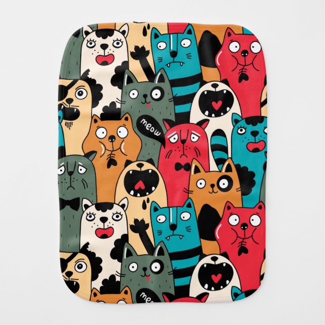 The crowd of cats baby burp cloth (Front)