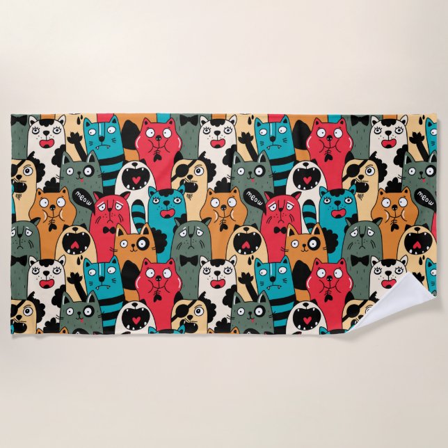The crowd of cats beach towel (Front)