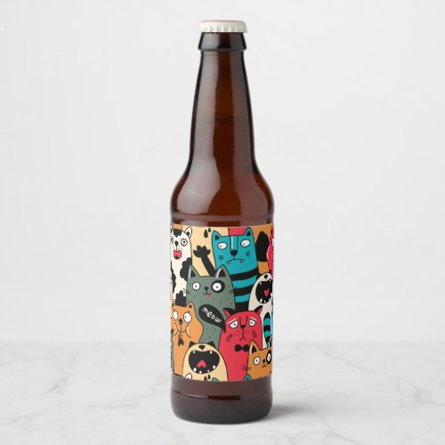 The crowd of cats beer bottle label