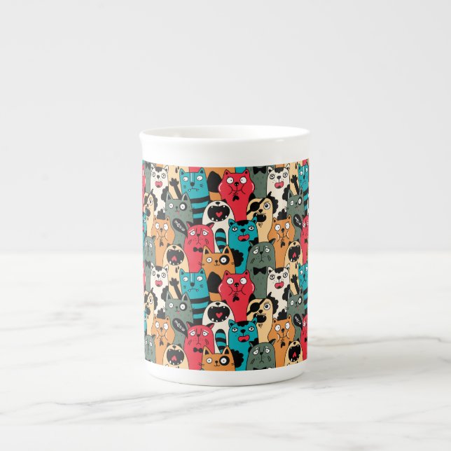 The crowd of cats bone china mug (Front)