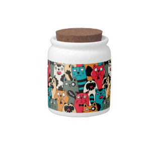 The crowd of cats candy jar