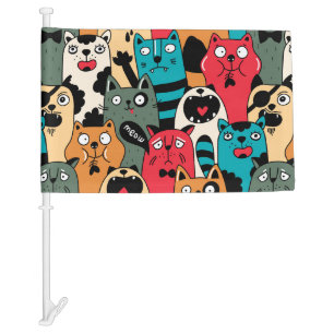 The crowd of cats car flag