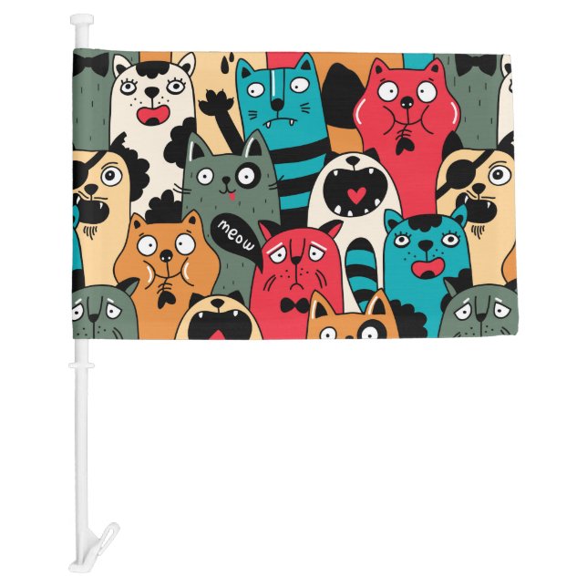 The crowd of cats car flag (Front)