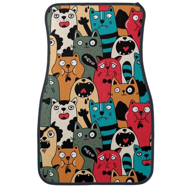 The crowd of cats car floor mat (Front)