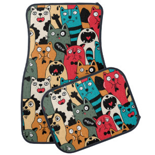 The crowd of cats car floor mat