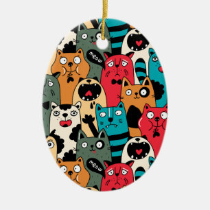 The crowd of cats ceramic ornament