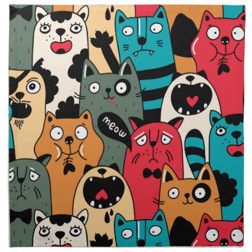 The crowd of cats cloth napkin