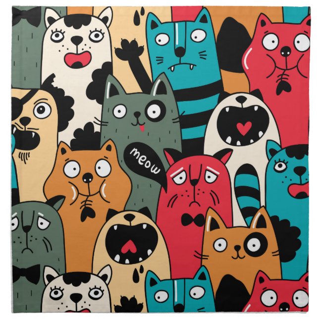 The crowd of cats cloth napkin (Front)