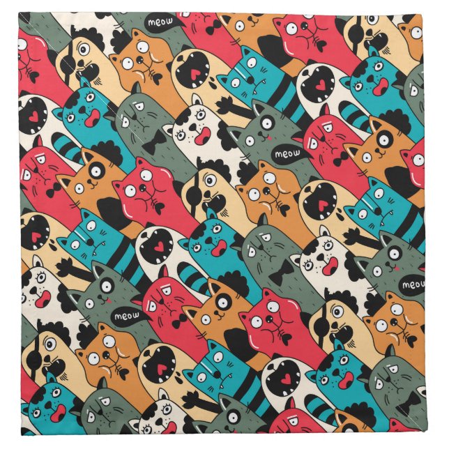 The crowd of cats cloth napkin (Front)