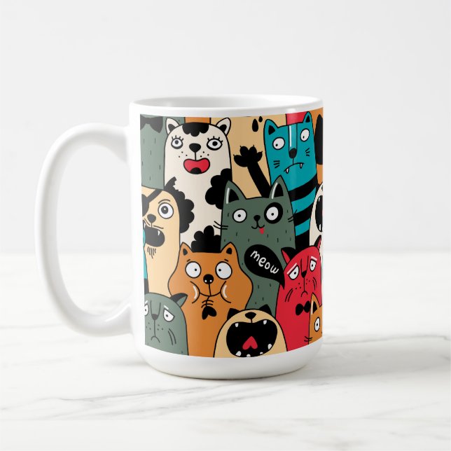 The crowd of cats coffee mug (Left)
