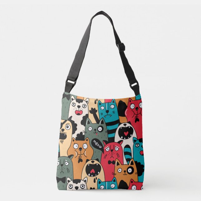 The crowd of cats crossbody bag (Front)