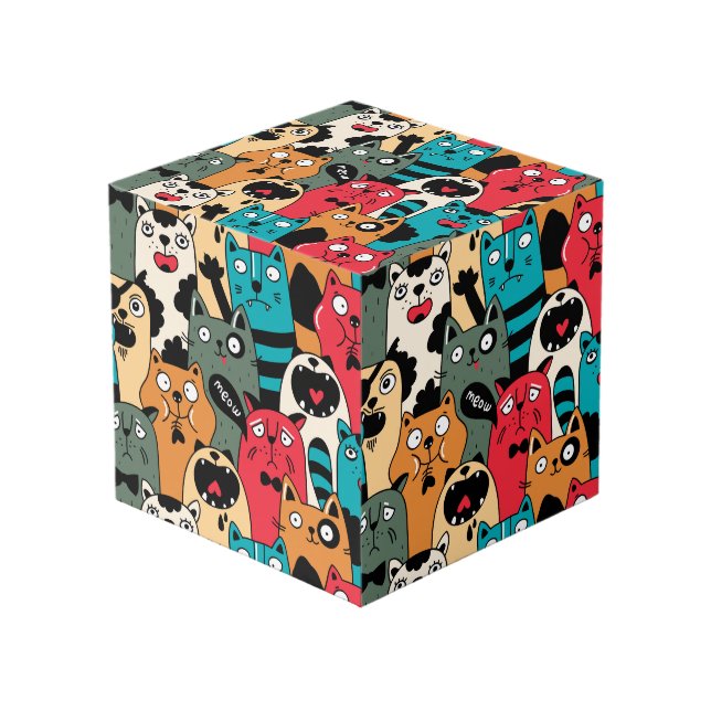 The crowd of cats cube (Front Angled)