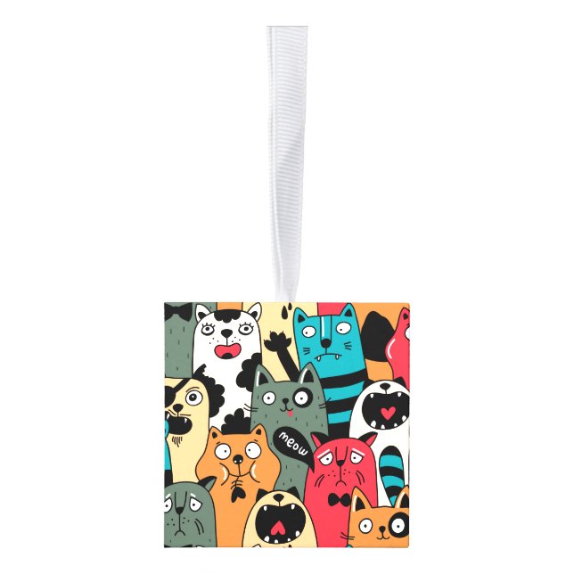 The crowd of cats cube ornament (Right)