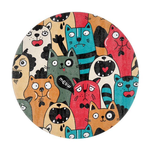 The crowd of cats cutting board (Front)