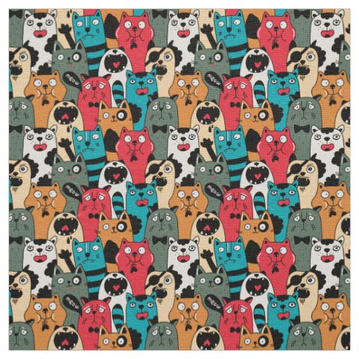 The crowd of cats fabric