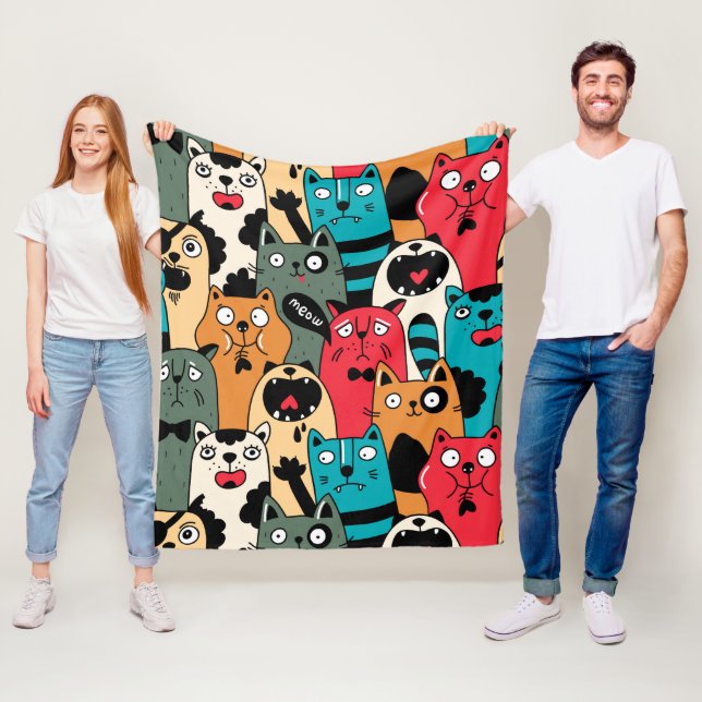 The crowd of cats fleece blanket (In Situ)