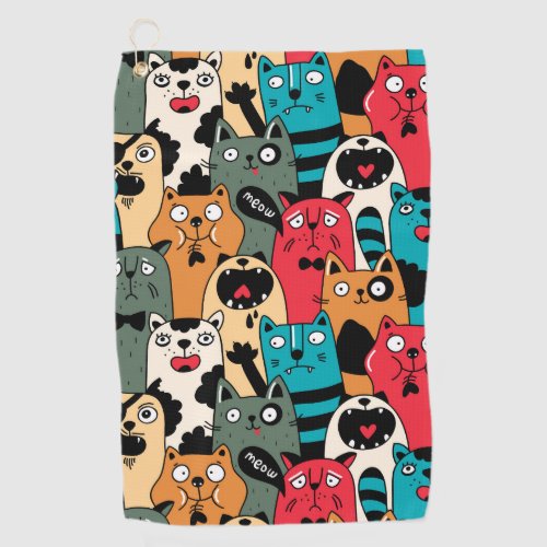 The crowd of cats golf towel