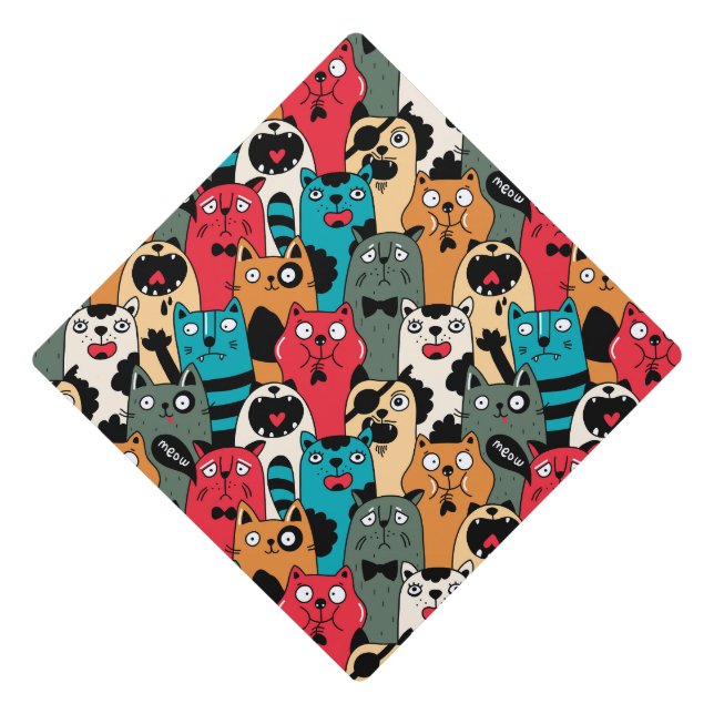 The crowd of cats graduation cap topper (Front)