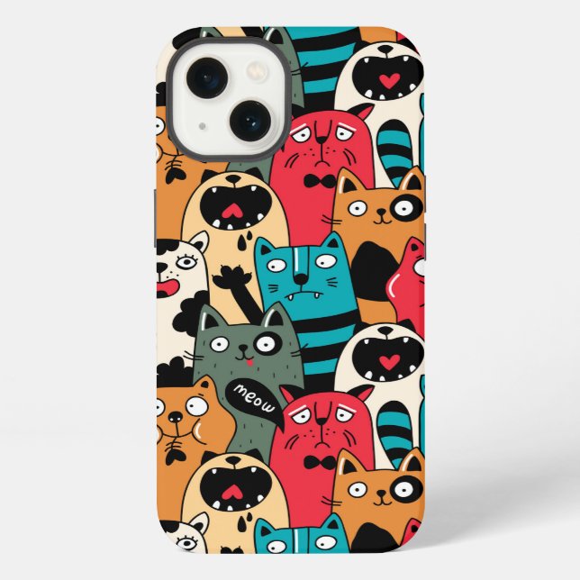 The crowd of cats iphone case (Back)