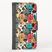 The crowd of cats iPhone XS wallet case