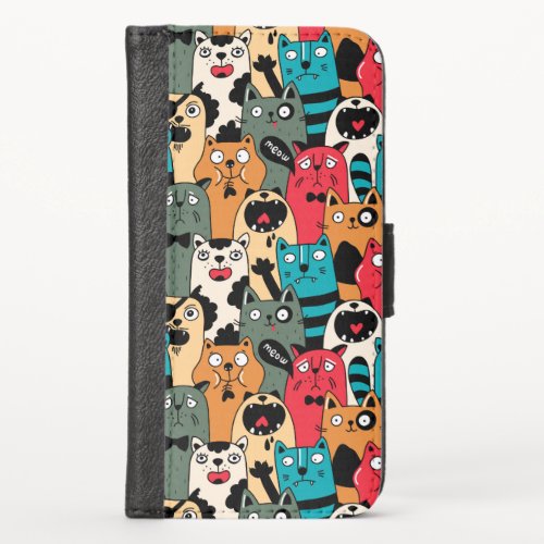 The crowd of cats iPhone XS wallet case
