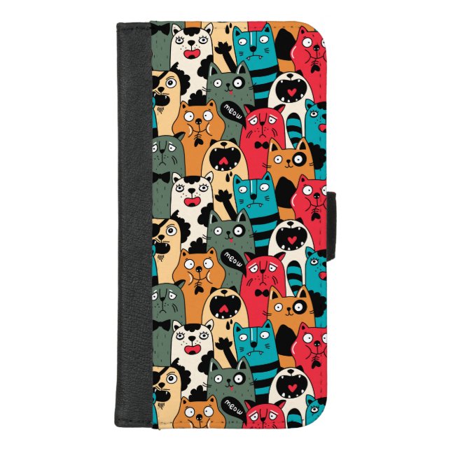 The crowd of cats iPhone wallet case (Front)