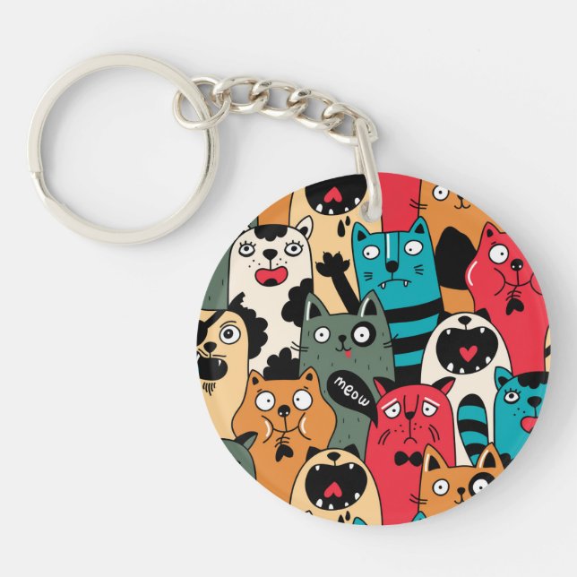 The crowd of cats keychain (Front)