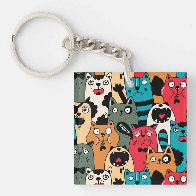 The crowd of cats keychain (Front)