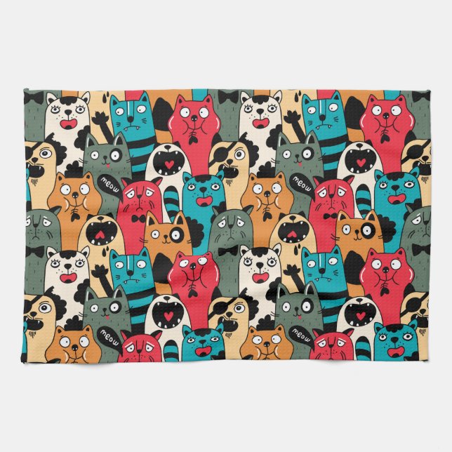 The crowd of cats kitchen towel (Horizontal)