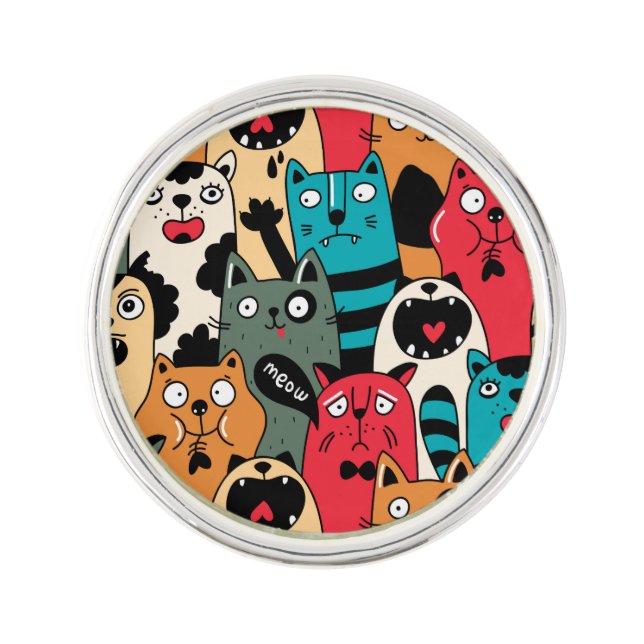 The crowd of cats lapel pin (Front)