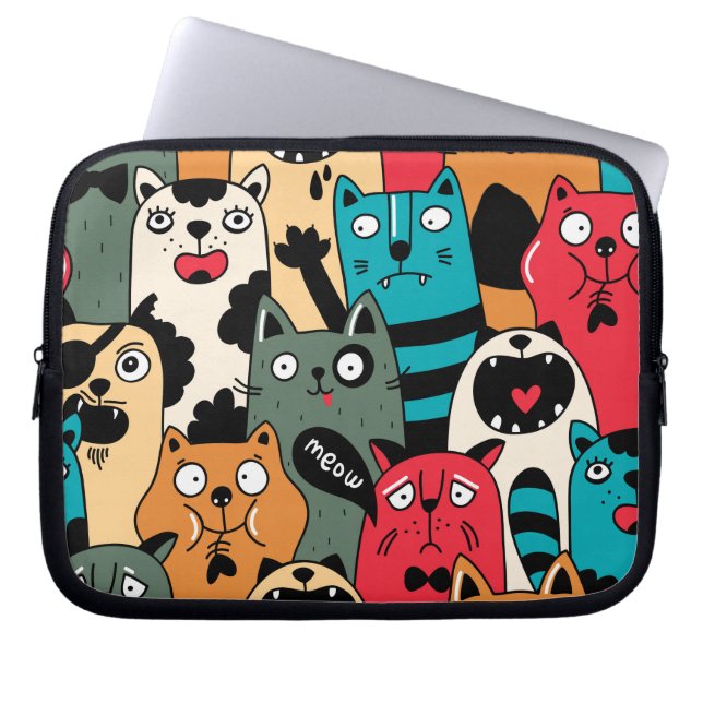 The crowd of cats laptop sleeve (Front)