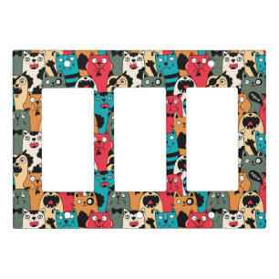 The crowd of cats light switch cover
