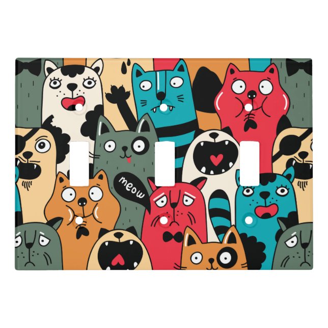 The crowd of cats light switch cover (Front)