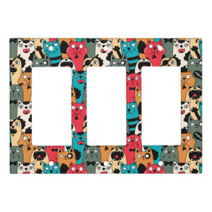 The crowd of cats light switch cover