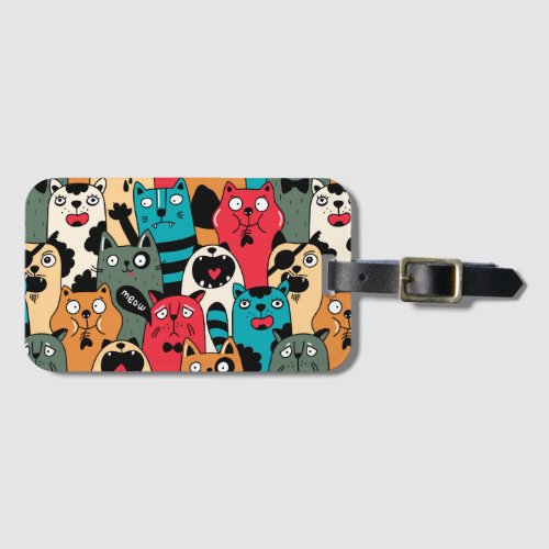 The crowd of cats luggage tag