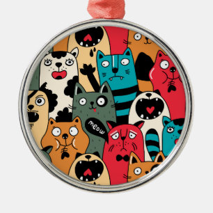 The crowd of cats metal ornament