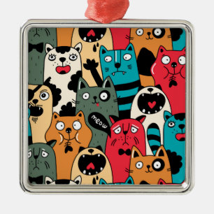 The crowd of cats metal ornament