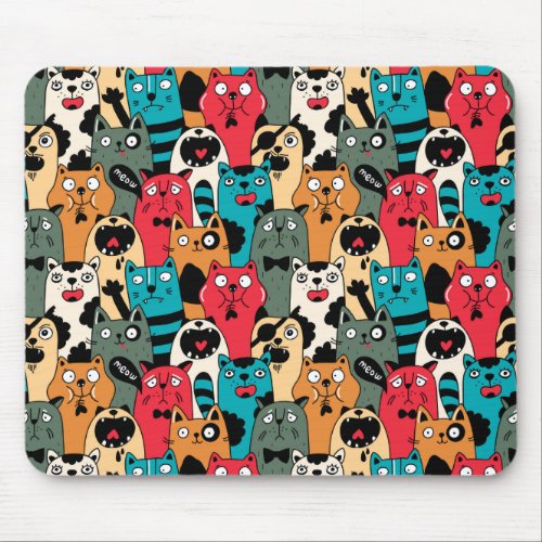 The crowd of cats mouse pad