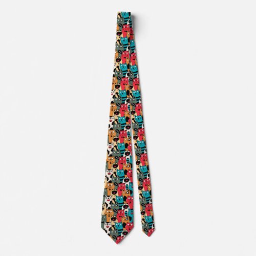 The crowd of cats neck tie