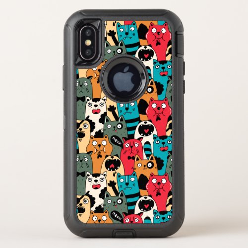 The crowd of cats OtterBox defender iPhone x case