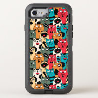 The crowd of cats OtterBox defender iPhone SE/8/7 case